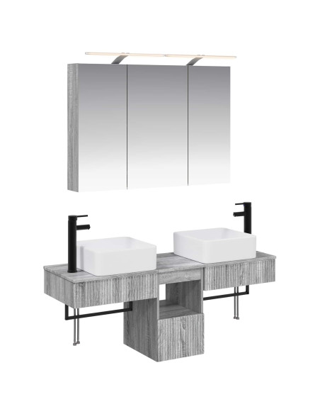 Set di Armadi da Bagno 4 pcs Sonoma grigio 100 x 14,5 x 70 cm