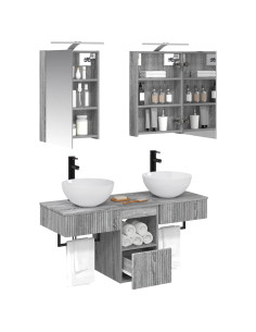 Set di Armadi da Bagno 5 pcs Sonoma grigio 40 x 10,5 x 60,5 cm 2