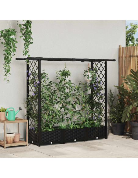 Letto Rialzato con Griglia e Tetto Nero 164 x 40 x 123 cm PP