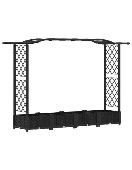 Letto Rialzato con Griglia e Tetto Nero 207 x 40 x 126 cm PP