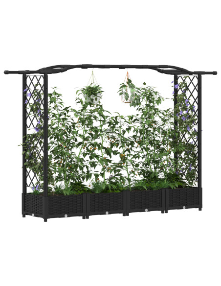 Letto Rialzato con Griglia e Tetto Nero 207 x 40 x 126 cm PP