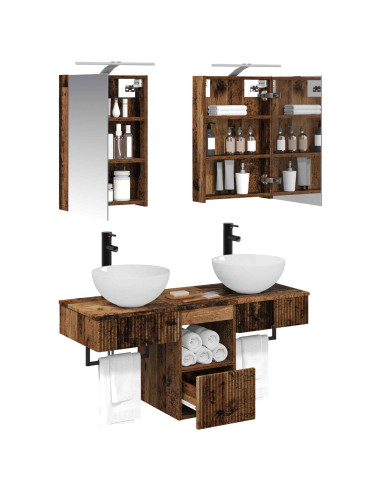 Set di Armadi da Bagno 5 pcs Legno antico 40 x 10,5 x 60,5 cm
