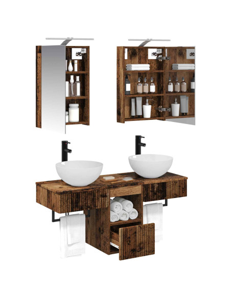 Set di Armadi da Bagno 5 pcs Legno antico 40 x 10,5 x 60,5 cm