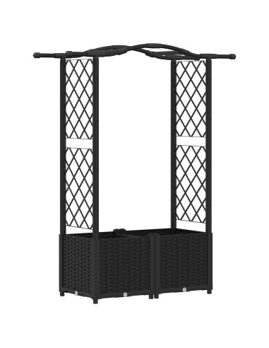 Letto Rialzato con Griglia e Tetto Nero 125 x 40 x 138 cm PP