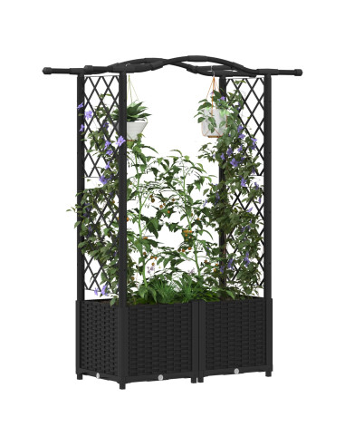 Letto Rialzato con Griglia e Tetto Nero 125 x 40 x 138 cm PP