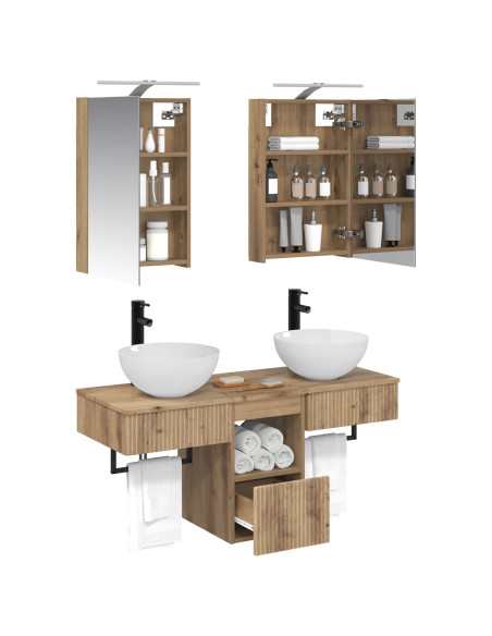 Set di Armadi da Bagno 5 pcs Rovere Artigianale