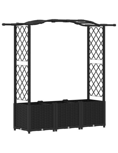Letto Rialzato con Griglia e Tetto Nero 164 x 40 x 142 cm PP