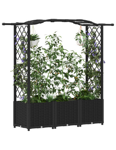 Letto Rialzato con Griglia e Tetto Nero 164 x 40 x 142 cm PP
