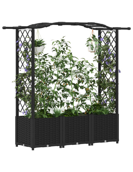 Letto Rialzato con Griglia e Tetto Nero 164 x 40 x 142 cm PP