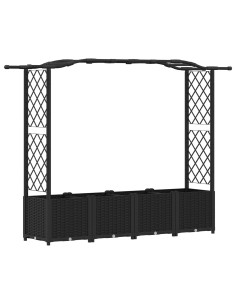 Letto Rialzato con Griglia e Tetto Nero 204 x 40 x 141 cm PP 2