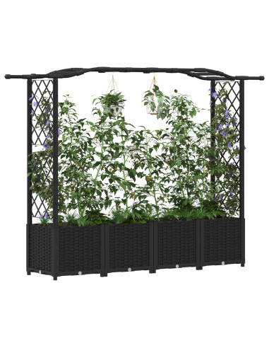 Letto Rialzato con Griglia e Tetto Nero 204 x 40 x 141 cm PP