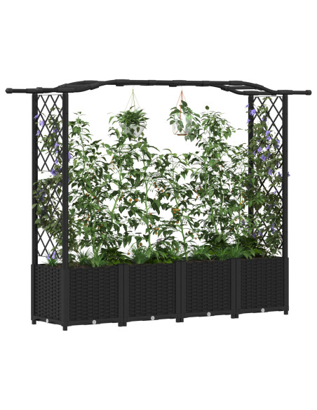 Letto Rialzato con Griglia e Tetto Nero 204 x 40 x 141 cm PP