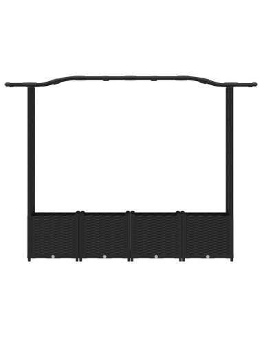 Letto Rialzato con Griglia e Tetto Nero 204 x 40 x 141 cm PP