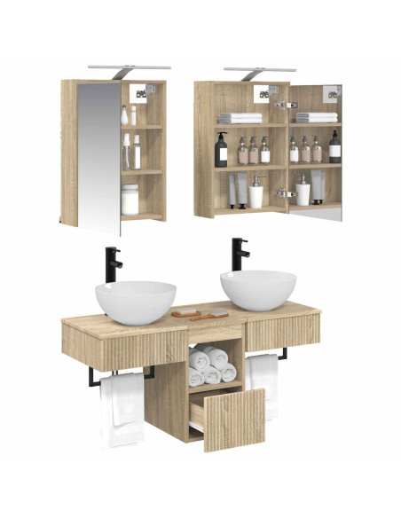 Set di Armadi da Bagno 5 pcs Rovere Sonoma 43 x 16 x 62,5 cm