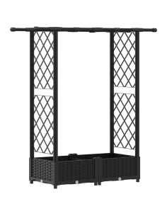 Letto Rialzato con Griglia e Tetto Nero 122,5 x 40 x 123 cm PP 2