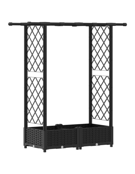 Letto Rialzato con Griglia e Tetto Nero 122,5 x 40 x 123 cm PP