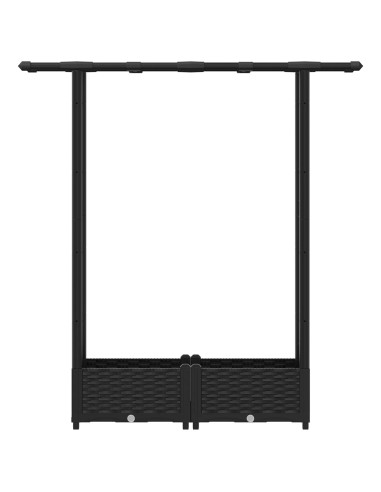 Letto Rialzato con Griglia e Tetto Nero 122,5 x 40 x 123 cm PP