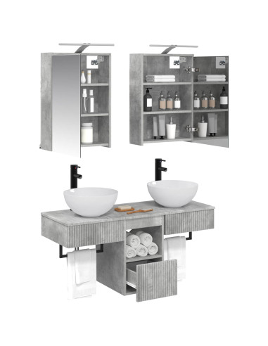 Set di Armadi da Bagno 5 pcs Grigio Cemento 43 x 16 x 62,5 cm