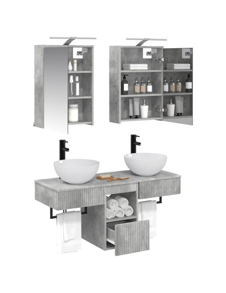 Set di Armadi da Bagno 5 pcs Grigio Cemento 43 x 16 x 62,5 cm