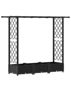 Letto Rialzato con Griglia e Tetto Nero 164 x 40 x 123 cm PP 2