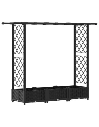 Letto Rialzato con Griglia e Tetto Nero 164 x 40 x 123 cm PP