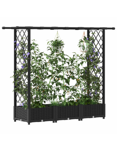 Letto Rialzato con Griglia e Tetto Nero 164 x 40 x 123 cm PP