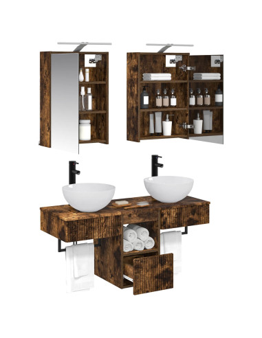 Set di Armadi da Bagno 5 pcs Rovere Fumo 43 x 16 x 62,5 cm