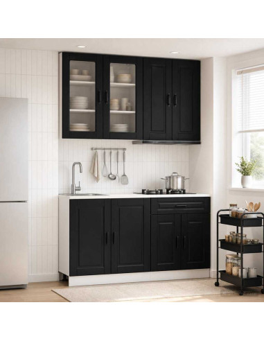 Unità Cucina PORTO 4 pcs Nero Legno ingegnerizzato