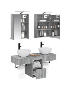 Set di Armadi da Bagno 5 pcs Sonoma grigio 43 x 16 x 62,5 cm 2