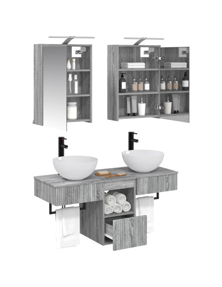 Set di Armadi da Bagno 5 pcs Sonoma grigio 43 x 16 x 62,5 cm