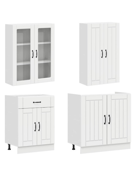 Unità Cucina LUCCA 4 pcs Bianco Lucido Legno ingegnerizzato