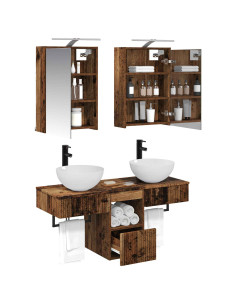 Set di Armadi da Bagno 5 pcs Legno antico 43 x 16 x 62,5 cm 2