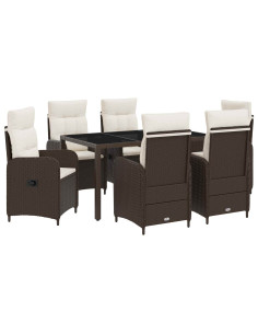 Set da pranzo per esterni 7 pcs Marrone e Bianco Crema