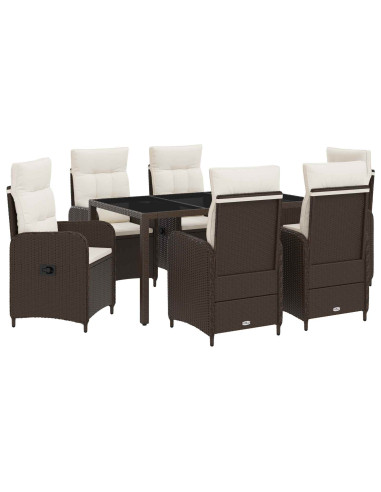 Set da pranzo per esterni 7 pcs Marrone e Bianco Crema