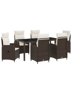 Set da pranzo per esterni 7 pcs Marrone e Bianco Crema