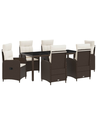 Set da pranzo per esterni 7 pcs Marrone e Bianco Crema