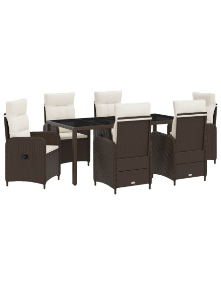 Set da pranzo per esterni 7 pcs Marrone e Bianco Crema