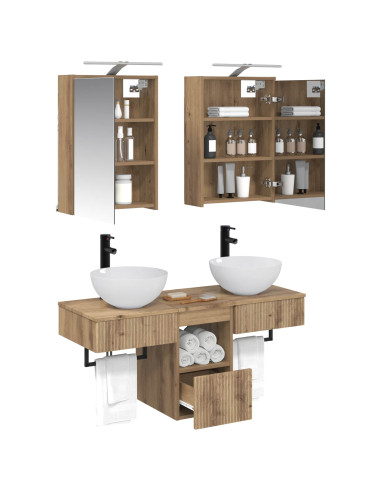 Set di Armadi da Bagno 5 pcs Rovere Artigianale