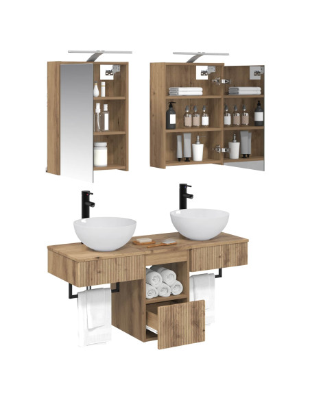 Set di Armadi da Bagno 5 pcs Rovere Artigianale