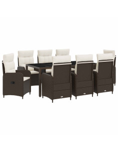 Set da pranzo per esterni 9 pcs Marrone e Bianco Crema