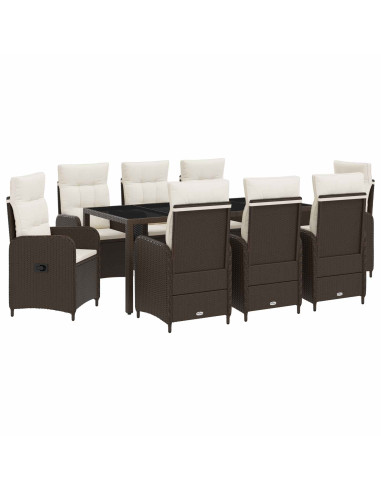 Set da pranzo per esterni 9 pcs Marrone e Bianco Crema