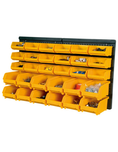 Kit Contenitori 32 pz con Pannelli a Parete Giallo e Nero