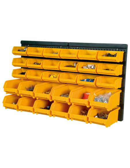 Kit Contenitori 32 pz con Pannelli a Parete Giallo e Nero