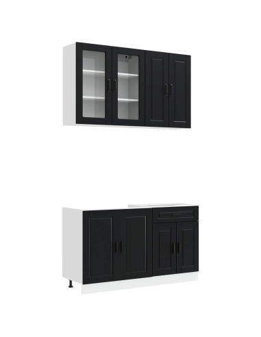 Unità Cucina PORTO 4 pcs Nero Legno ingegnerizzato
