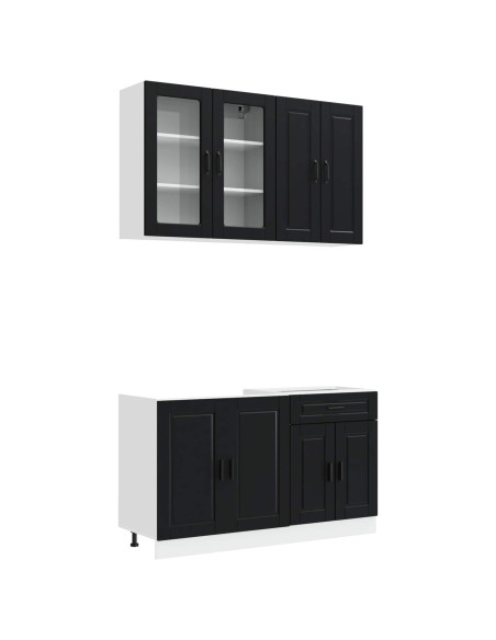 Unità Cucina PORTO 4 pcs Nero Legno ingegnerizzato