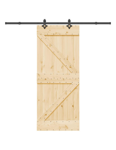 Porta scorrevole NARVIK Naturale e Nero 85 x 210 cm (213,5 cm)