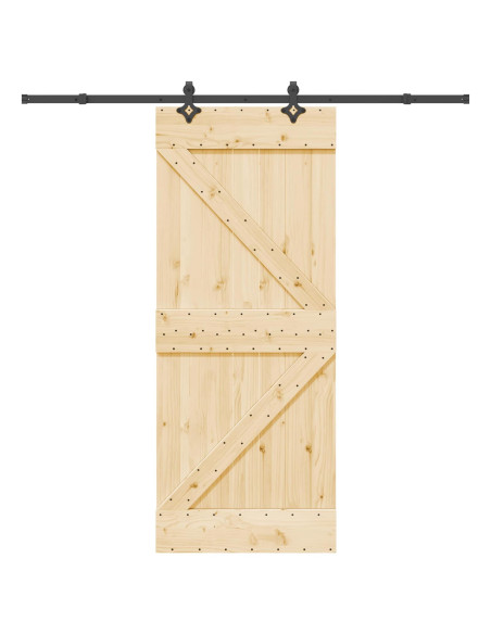 Porta scorrevole NARVIK Naturale e Nero 85 x 210 cm (213,5 cm)