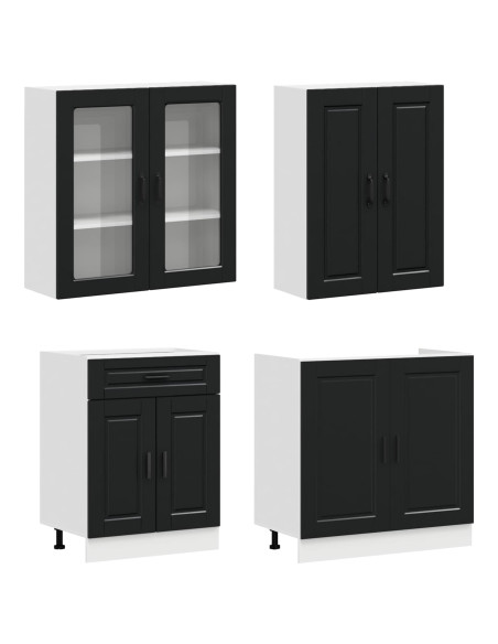 Unità Cucina PORTO 4 pcs Nero Legno ingegnerizzato