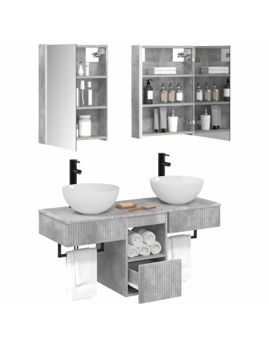 Set di Armadi da Bagno 5 pcs Grigio Cemento 43 x 11,5 x 60,5 cm