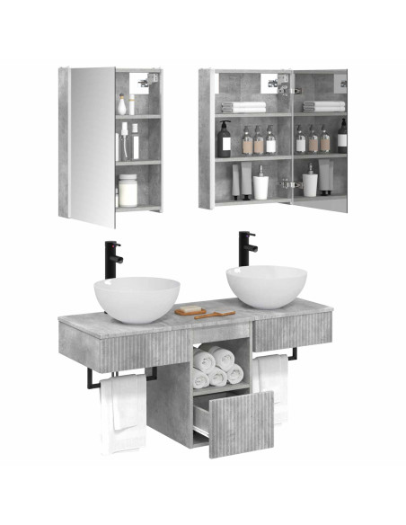 Set di Armadi da Bagno 5 pcs Grigio Cemento 43 x 11,5 x 60,5 cm